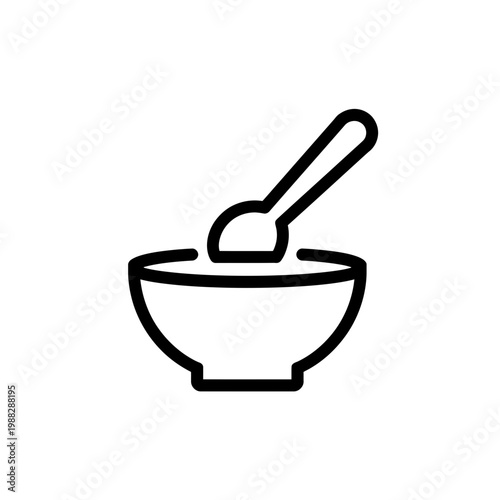 Baby Food Bowl with Spoon Line Icon
