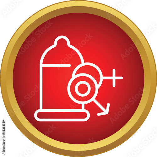 Condom icon illustrating safe sex, contraception, and sexual health in a red circle