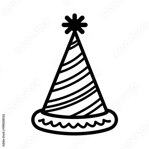 Striped Party Hat Line Icon – Celebration, Birthday, and Event Accessory Symbol