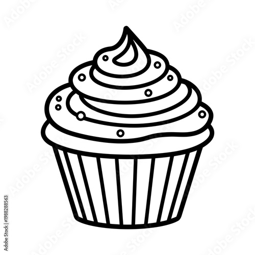 Sweet Cupcake with Sprinkles Line Icon – Bakery, Dessert, and Celebration Symbol