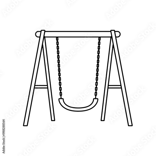 Garden Swing Set Line Icon – Playground Equipment and Outdoor Recreation Symbol