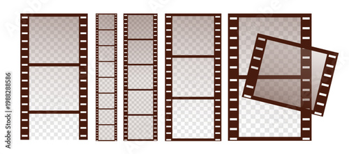 Vintage cinema frame templates set. Camera frames and cinematic elements. Ideal for photography, video editing, and retro media design.