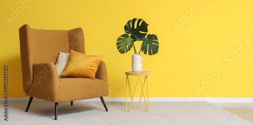 Armchair and vase with mons...