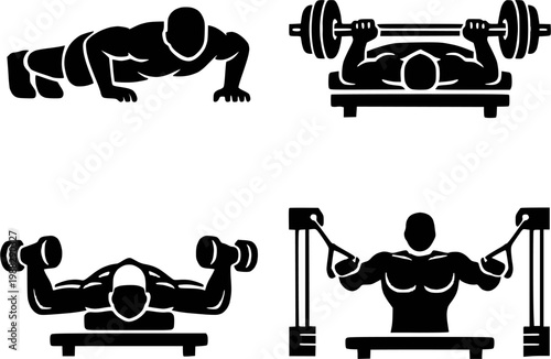 set of push up different poses 