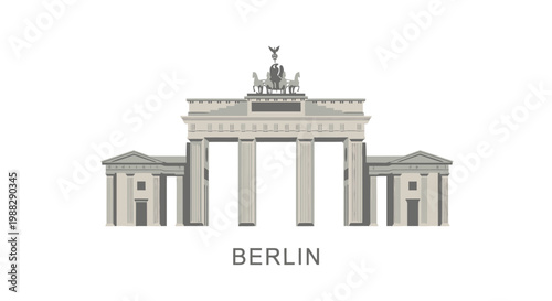 Brandenburg Gate Berlin Landmark. Vector Graphic.
