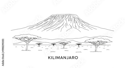 Kilimanjaro Landscape Line Art