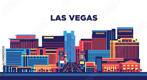 Las Vegas Skyline In Colorful Geometric Style