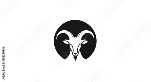 Black and white ram head logo.