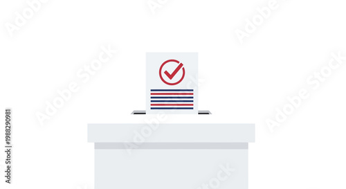Democratic Ballot Box With Checked Vote