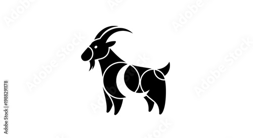 Black silhouette of a goat standing.