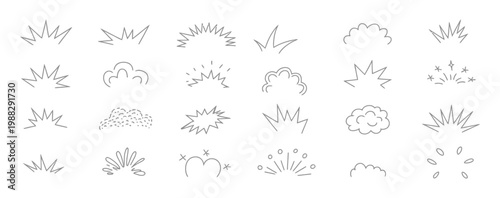 Collection of abstract explosion and cloud shapes vector.