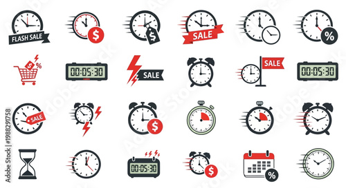 Collection of various clock icons.