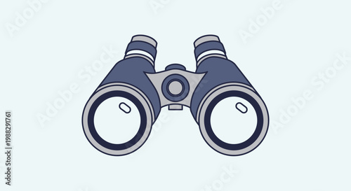 Binoculars Icon, Search and Vision Concept, Flat Design