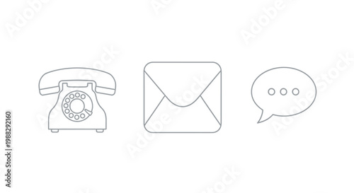 Communication icons on white background.