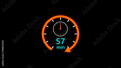 57 min clock icon illustration. clock 57 minutes isolated on white background illustration. and creating a stunning illustration.4k illustration.