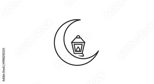 Crescent Moon with Lantern Icon.