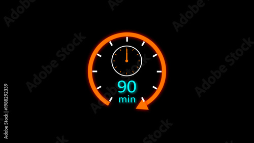 90 min clock icon illustration. clock 90 minutes isolated on white background illustration. and creating a stunning illustration.4k illustration.