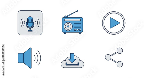 Digital media play icons set.