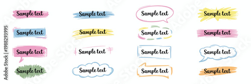 Hand drawn text boxes with pastel brush strokes sample text.