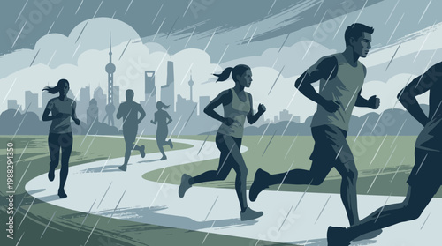 Athletes Persevere Through Storm, Demonstrating Resilience and Urban Endurance Training