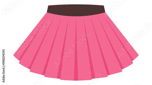 Cartoon Illustration Of A Pink Pleated Skirt, Isolated On A White Background