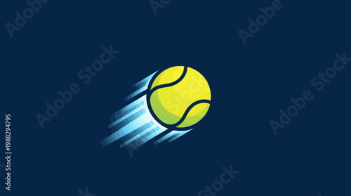 Dynamic Tennis Ball Graphic on Dark Backdrop Depicting Movement and Sport Action
