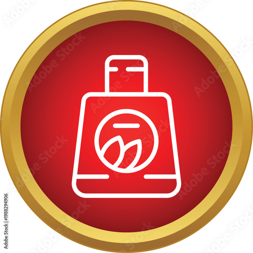 Natural skincare product bottle inside a red circle with gold border