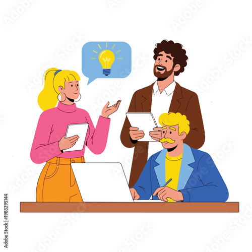 Cartoon illustration of a happy vector family including a mother, father, and children sharing love while together in the kitchen and living room of their homeCartoon illustration of a happy vector fa