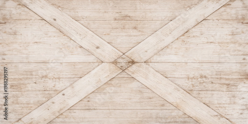 An old brown wooden plank surface with a natural rough grain pattern features a unique star shape carved into the weathered timber material