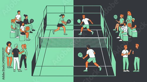 People Enjoy Padel Sport With Friends, Demonstrating Teamwork and Good Times at Venue