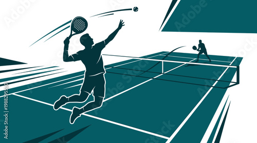 Padle Tennis Silhouettes: A Dynamic Illustration of Sports, Action and Athletic Gameplay