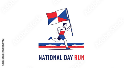 Patriotic Runner with Flag Symbolizing Community and National Pride Running In Illustration