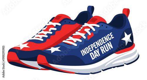 Patriotic Running Shoes Displaying Independence Day Event Announcement