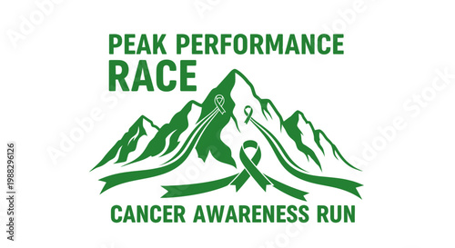 Peak Performance Race for Cancer Awareness Displayed on Green White Background