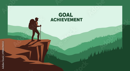 Peak Performance Traveler Reaching Mountain Summit Goals Achievement