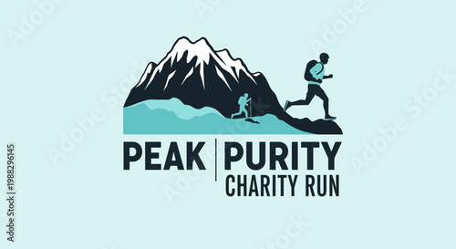 Peak Purity Charity Run Logo Illustrates Mountain Endurance Challenge With Participants