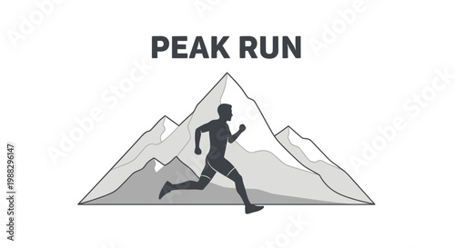 Peak Run Athlete Ascending Mountain Peaks Fitness Silhouette