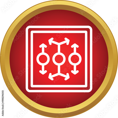 Icon with three circles and arrows representing system configuration or adjustments