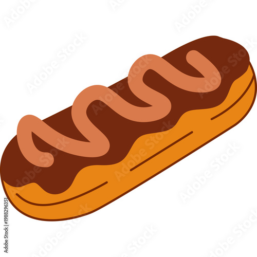 Chocolate Eclair Pastry Vector Illustration