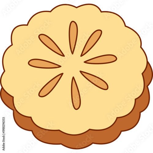 Round Butter Cookie Illustration Vector