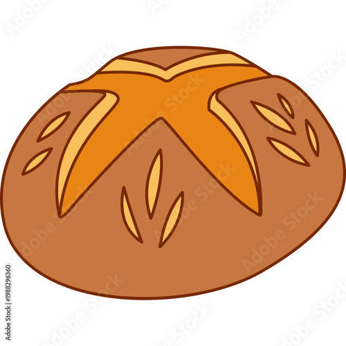 Round Artisan Bread Loaf Illustration
