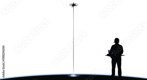 Drone, drone operator, silhouette, technology, innovation, modern, aerial, surveillance