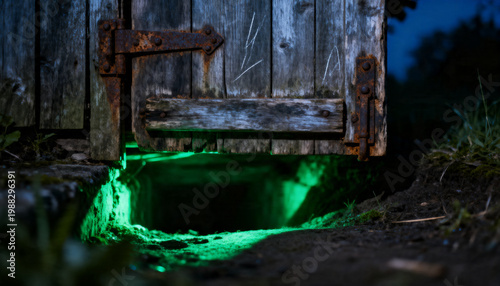 Opportunity concept, open door with bright light inside