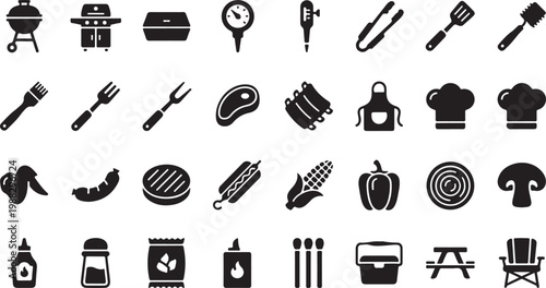 Black and white set of various and symbols for universal use black white background universal symbols