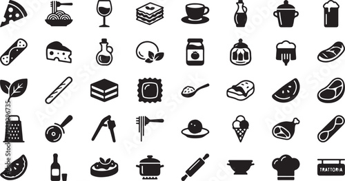 Black and white set of various and symbols for use minimalist monochrome abstract