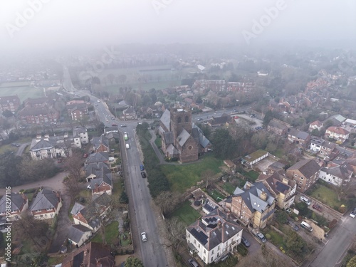 Photography Mist Filled Town Aerial View of Fog and Soft Atmospheric Light
