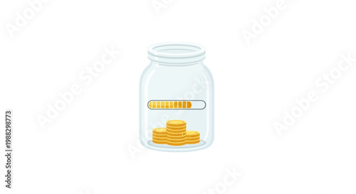 Jar with stacked gold coins inside.