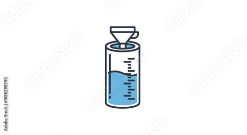 Laboratory measuring cylinder with liquid.
