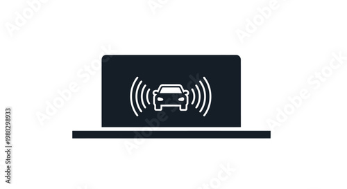 Laptop with car on screen.