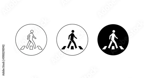 Pedestrian Crossing Indicators In Various Styles for Traffic and Road Safety Awareness